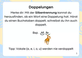 Vorschau - Merkblätter - Rechtschreibung: Merkblatt zu den Doppelung - Deckblatt