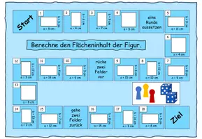 Vorschau - Spiele - Brettspiel Flächeninhalt Quadrat und Rechteck (2 Versionen) - Deckblatt