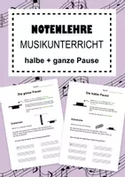 Vorschau - Arbeitsblätter - NOTENLEHRE Musikunterricht halbe und ganze Pause - Deckblatt
