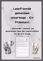 Vorschau - Arbeitsblätter - Lesefreunde gemeinsam unterwegs - Der Elefant - 3./4. Klasse - Deckblatt