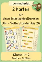 Vorschau - Stationenlernen - Uhr -Volle Stunden bis 24 (Selbstkontrollrahmen) - Deckblatt