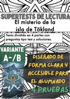 Vista previa - Evaluación - 📘🕵️♂️ Cuatro pruebas de lectura sobre «El misterio de la isla de TöKland» de Joan Manuel Gisbert (Versión A/B) 🌫️🏝️ - Portada
