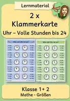 Vorschau - Stationenlernen - Uhr- Volle Stunden bis 24 (Klammerkarten) - Deckblatt