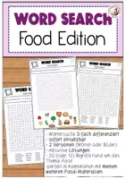 Vorschau - Arbeitsblätter - Word Search Food Healthy Unhealthy Englisch Sek I Grundschule - Deckblatt