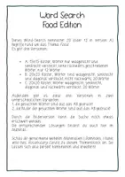 Vorschau - Arbeitsblätter - Word Search Food Healthy Unhealthy Englisch Sek I Grundschule - Seite 1