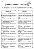 Vorschau - Arbeitsblätter - Tandem relative clauses - Deckblatt