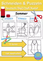 Vorschau - Mal- und Bastelvorlagen - Schneiden, Puzzeln und Anmalen Thema Sommer (basteln) - Deckblatt