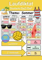 Vorschau - Unterrichtsreihen - Laufdiktat / Schleichdiktat Sommer - DaZ/DaF, Deutsch (Diktat) - Deckblatt
