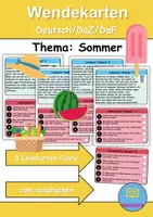 Vorschau - Spiele - Wendekarten/Lesekarten Sommer - DaZ/DaF, Deutsch - Deckblatt