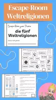 Vorschau - Arbeitsblätter - Escape-Room - Die 5 Weltreligionen - Deckblatt