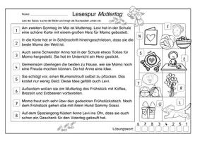Vorschau - Arbeitsblätter - Mini-Lesespur Muttertag (3-fach differenziert) - Seite 1