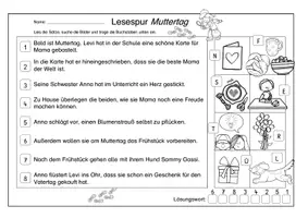 Vorschau - Arbeitsblätter - Mini-Lesespur Muttertag (3-fach differenziert) - Seite 2
