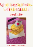 Vorschau - Mal- und Bastelvorlagen - Schreibmaschinen-Vatertagskarte zum falten 📝💙 - Deckblatt