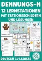 Vorschau - Arbeitsblätter - Dehnungs-h Lernstationen stummes h Deutsch 3. Klasse 4. Klasse - Deckblatt