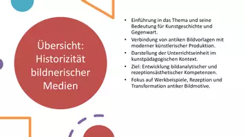 Vorschau - Präsentationen/Tafelbilder - Präsentation: Historizität bildnerischer Medien & Antike (12 Folien) - Seite 1