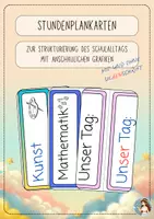 Vorschau - Lehrpläne/Lehrermaterial - Stundenplan-Karten (mit Bildern) in Rosa - Deckblatt