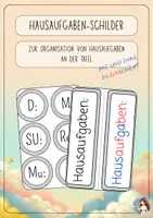 Vorschau - Lehrpläne/Lehrermaterial - Hausaufgaben-Schilder für die Tafel (grau) - Deckblatt