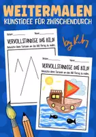 Vorschau - Mal- und Bastelvorlagen - 35 Weitermalbilder - Kreative Kunst für Zwischendurch 🎨✍🏻 - Deckblatt