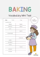 Vorschau - Arbeitsblätter - Baking: Vocabulary Mini Test (Englisch) - Deckblatt