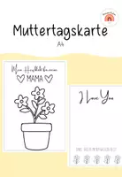 Vorschau - Mal- und Bastelvorlagen - Muttertagskarte A4 zum Ausmalen und Gestalten - Deckblatt