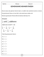 Vorschau - Arbeitsblätter - Bruchrechnung - Addieren und Subtrahieren - Mathematik (5. - 6. Klasse) - Seite 2