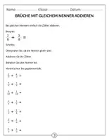Vorschau - Arbeitsblätter - Bruchrechnung - Addieren und Subtrahieren - Mathematik (5. - 6. Klasse) - Seite 3
