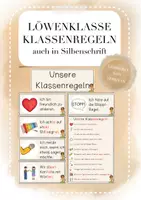 Vorschau - Poster - LÖWENKLASSE Klassenregeln mit Silbenschrift - Deckblatt