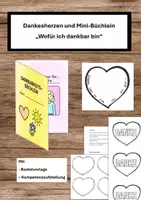 Vorschau - Mal- und Bastelvorlagen - Dankesherzen & Mini-Büchlein: „Wofür ich dankbar bin“ – Kreatives Material für Muttertag, Schulschluss & mehr - Deckblatt
