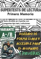 Vista previa - Evaluación - 📘🪞🌊👧🏻 Cuatro pruebas de lectura sobre «Primera Memoria» de Ana María Matute (versión A/B) - Portada