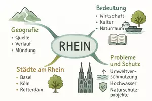 Vorschau - Arbeitsblätter - Arbeitsblatt "Rhein" + Onlineübung & MP3 + Mindmap + Infografiken - Seite 3