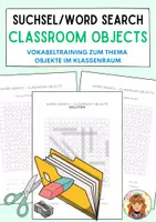 Vorschau - Arbeitsblätter - OUR CLASSROOM / School Things / Word Search / Suchsel - Deckblatt