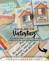 Vorschau - Mal- und Bastelvorlagen - Bastelvorlage zum Vatertag – Karte mit Haus voller Liebe - Seite 1