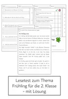 Vorschau - Test - Lesetest zum Thema Frühling für die 2. Klasse - Deckblatt