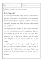 Vorschau - Test - Lesetest zum Thema Frühling für die 2. Klasse - Seite 1