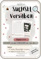 Vorschau - Spiele - Suchsel: Verben-Vorsilben ver, vor, ab, zer,...Arbeitsblatt +Lösung - Deckblatt