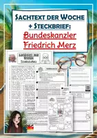 Vorschau - Stundenentwürfe - Bundeskanzler Friedrich Merz - Sachtext der Woche und Steckbrief (kompetenzorientiertes Arbeitsheft) - Deckblatt