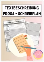 Vorschau - Arbeitsblätter - Prosa Textbeschreibung: Schreibplan (sw + bunt) - Deckblatt
