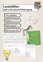 Vorschau - Arbeitsblätter - Leseblätter Zebra-Druckschriftlehrgang - Deckblatt