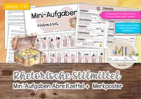 Vorschau - Arbeitsblätter - Rhetorische Stilmittel: Mini-Aufgaben Abreißzettel - Seite 1