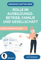 Vorschau - Arbeitsblätter - Komplette Unterrichtsstunde: Rolle im Ausbildungsbetrieb, Familie und Gesellschaft - Deckblatt