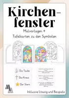 Vorschau - Mal- und Bastelvorlagen - Die Kirche - Kirchenfenster Malvorlagen und Tafelmaterial - Deckblatt