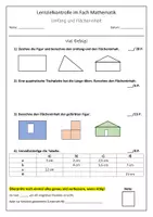 Vorschau - Test - Probe Geo Umfang und Flächeninhalt Kl 7 - Seite 1