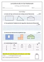 Vorschau - Test - Probe Geo Umfang und Flächeninhalt Kl 7 - Deckblatt