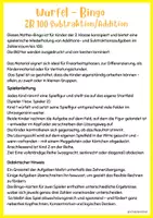 Vorschau - Stationenlernen - Würfel-Bingo ZR 100 - Minus- und Plusrechnungen 2. Klasse - Seite 1