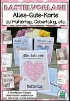Vorschau - Mal- und Bastelvorlagen - Alles-Gute-Karten / Grußkarten für Muttertag, Geburtstag und andere Anlässe - Deckblatt
