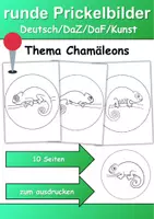 Vorschau - Mal- und Bastelvorlagen - runde Prickelbilder / Fensterbilder Thema Chamäleons - Grundschule - Bastelvorlagen - Deckblatt