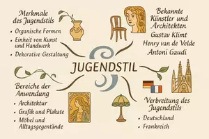 Vorschau - Arbeitsblätter - AB mit Fragen zum Thema "Jugendstil" + Lösungsblatt + Mindmap + Infografik - Seite 2