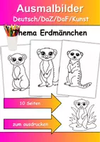 Vorschau - Mal- und Bastelvorlagen - Ausmalbilder Thema Erdmännchen - Grundschule - Bastelvorlagen - Deckblatt