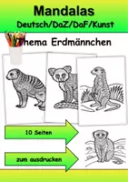 Vorschau - Mal- und Bastelvorlagen - Mandalas Thema Erdmännchen - Grundschule - Bastelvorlagen - Deckblatt