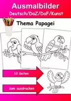 Vorschau - Mal- und Bastelvorlagen - Ausmalbilder Thema Papageien - Grundschule - Bastelvorlagen - Deckblatt